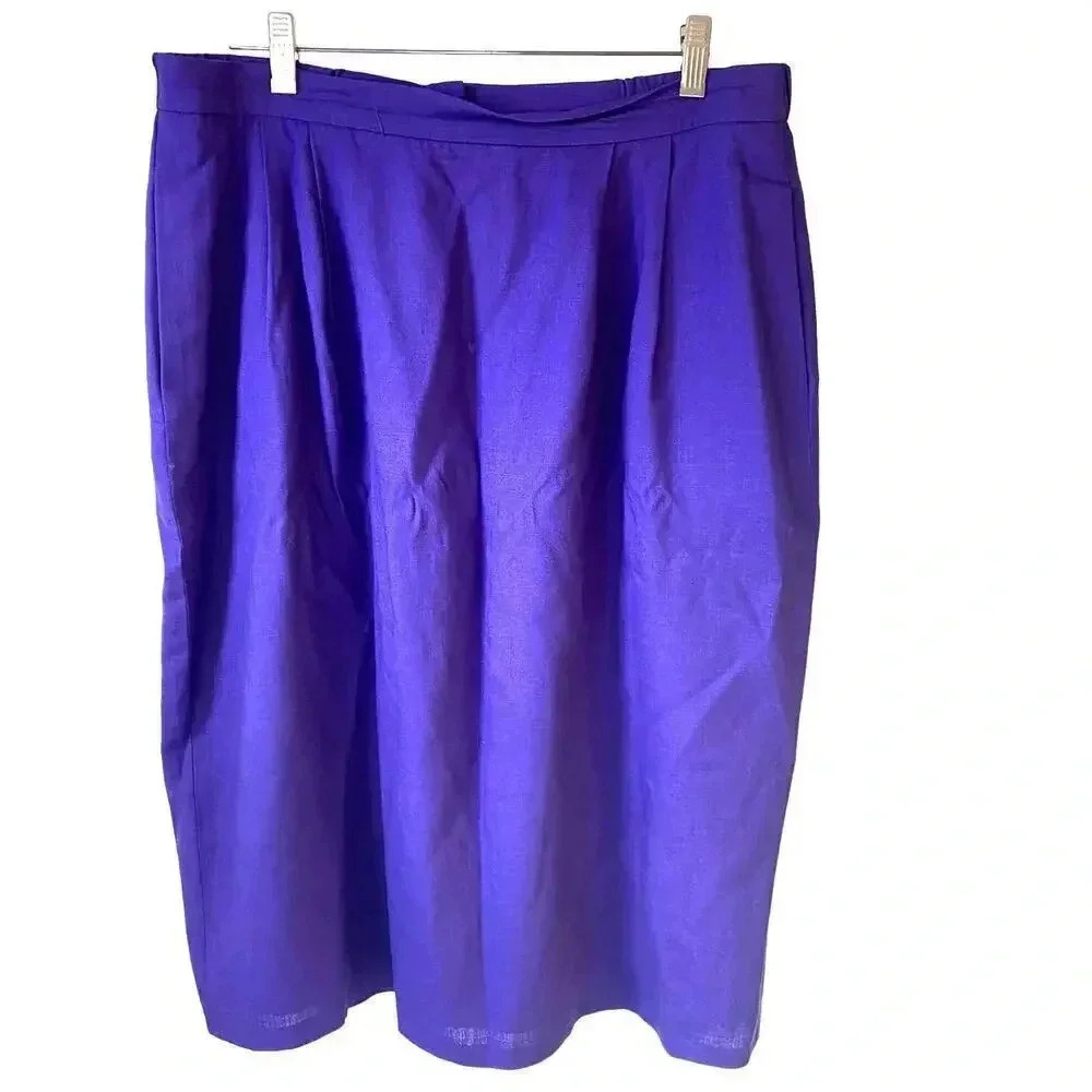 Vintage Galleria Sport Linen Blend Purple Pencil Skirt Women Plus Size 18 Pocket